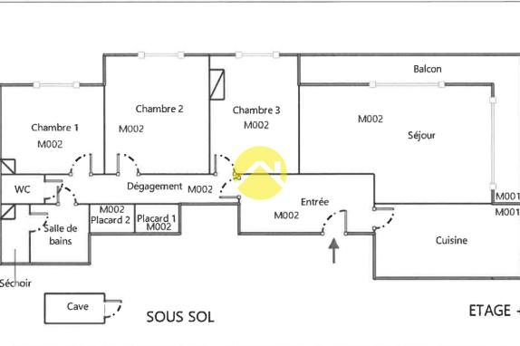 T4 rénové 83 m² avec cave 