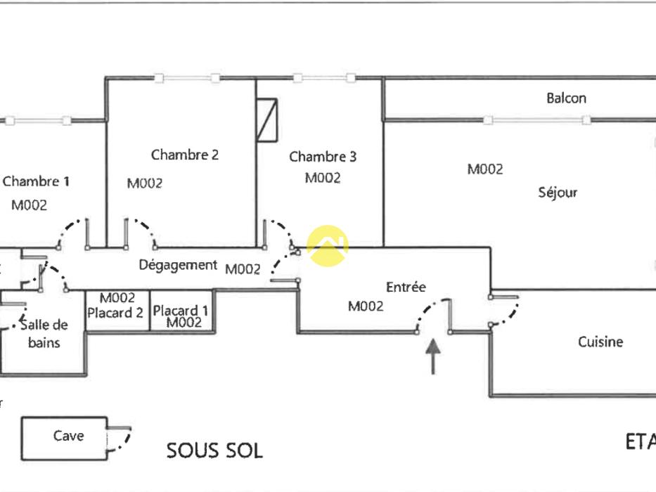 T4 rénové 83 m² avec cave 