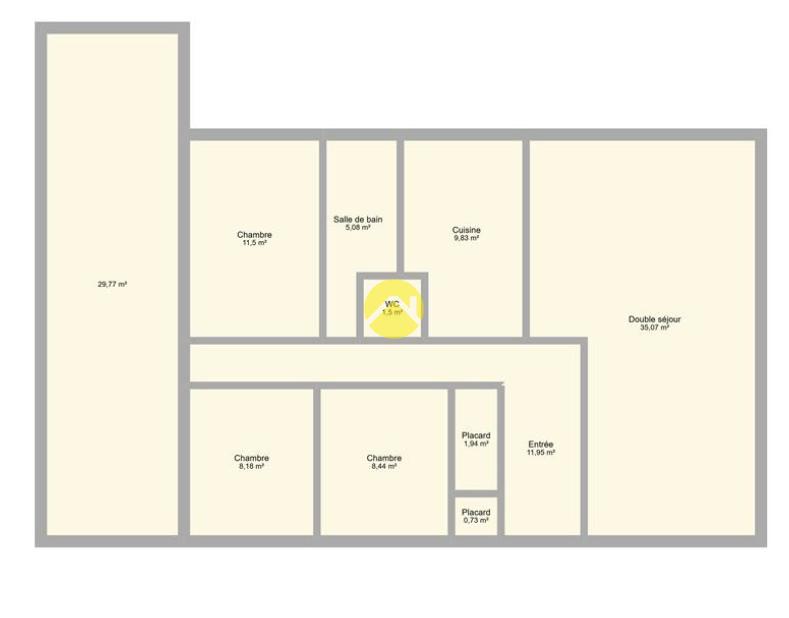 PLAIN PIED, 3 CHAMBRES